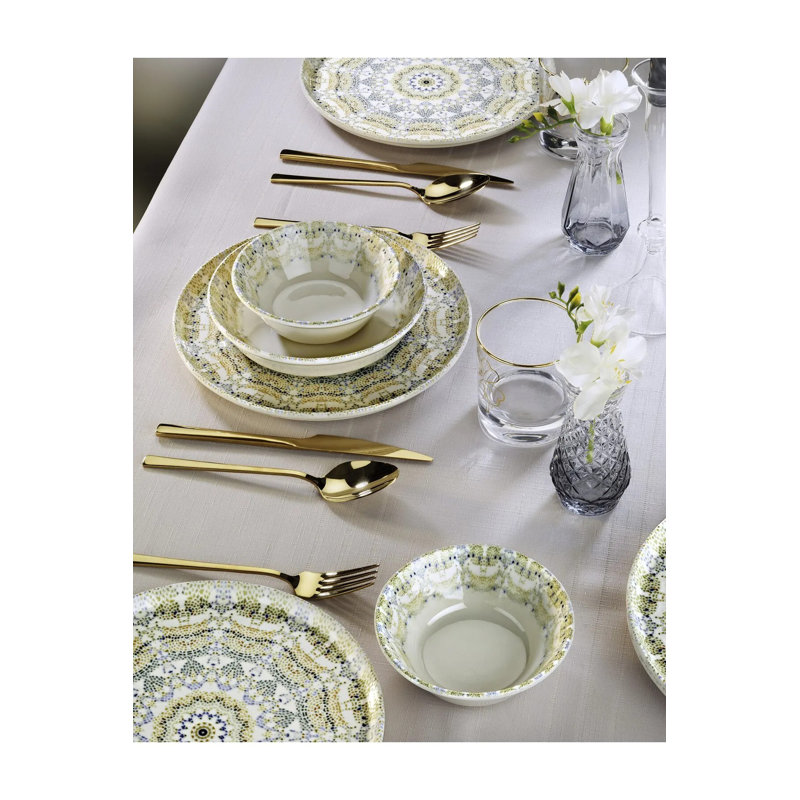 Elegant 12-Piece Dinner Set, 100% Porcelain | Service Plates (4 Pieces: 9.8 x 9.8 x 1.0 in), Bowls (4 Pieces: 5.5 x 5.5 x 1.8 in), Plates (4 Pieces: 7.5 x 7.5 x 1.0 in) | Dishwasher & Microwave Safe | Perfect for Family Dinners & Entertaining
