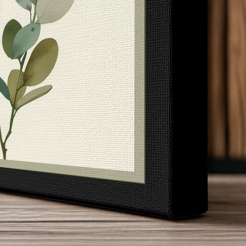 Study in Sage Botanical - Wrapped Canvas, 36x24 - 91.4 x 61.0 cm, Black Border