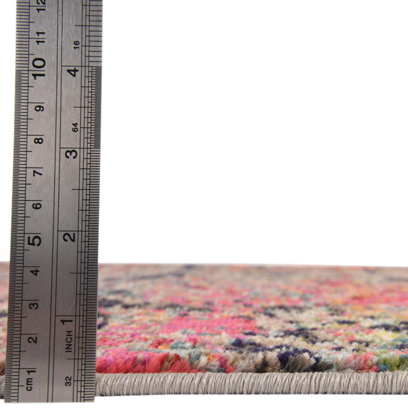 Washable Abstract Indoor Rug, Octagon 5'3" x 5'3"