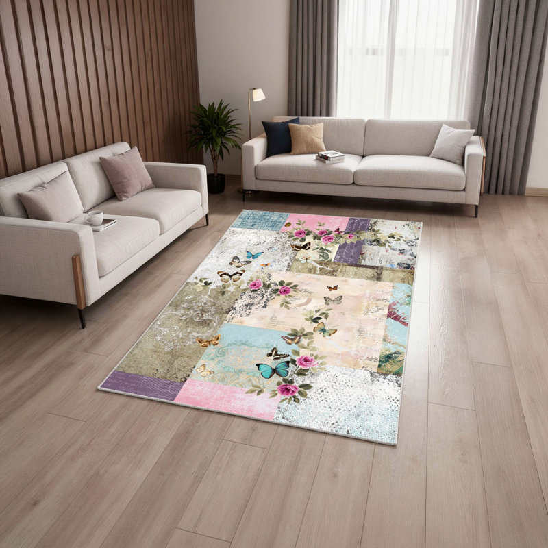 Premium Woven Carpet Area Rug, 5.9 x 9.2 ft, 100% Polyester, 650 g/m² | Antibacterial, Non-Slip Underside, 3D Digital Printing | Machine Washable, Soft Pile Height: 0.3 in | Perfect for Living Room & Bedroom Decor