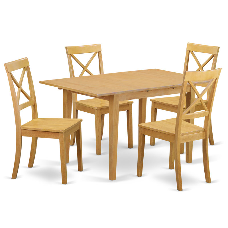 Ensemble de table de cuisine 5 pièces pour 4 personnes comprenant une table de salle à manger rectangulaire avec rallonge papillon et 4 chaises, 32 x 54 pouces, chêne
