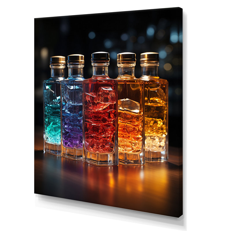 Liquor Spirit Drops Bottles I - Food & Beverage Canvas Prints, H 20 po x l 12 po x P 1 po, Toile tendue