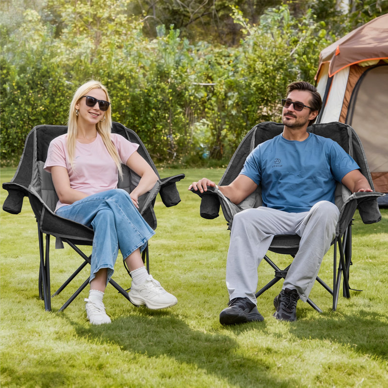 Folding Camping Chair, Black/Grey