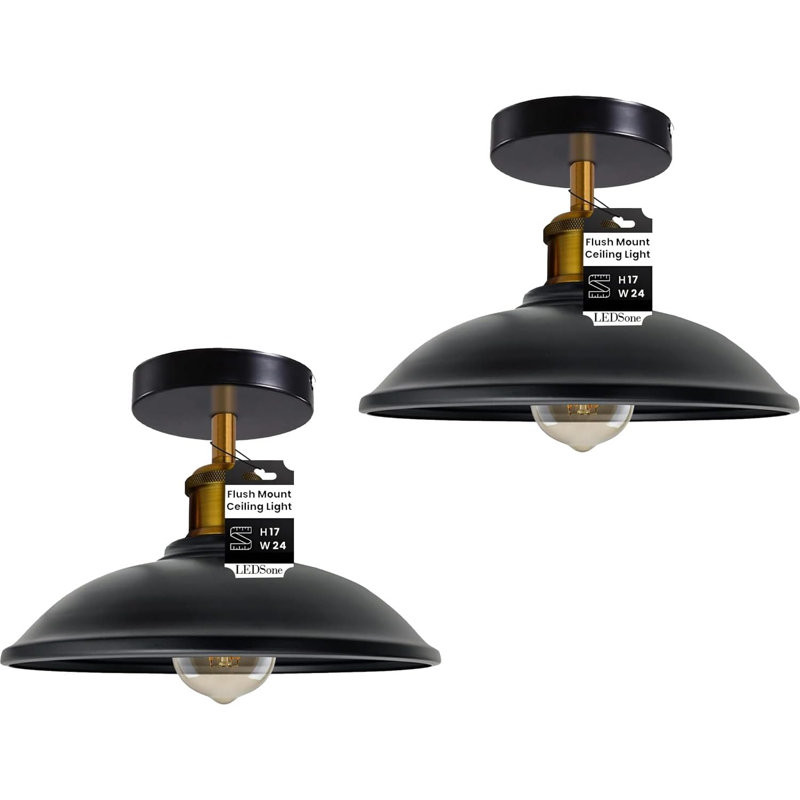 Semi Flush Mount, Black/Gold