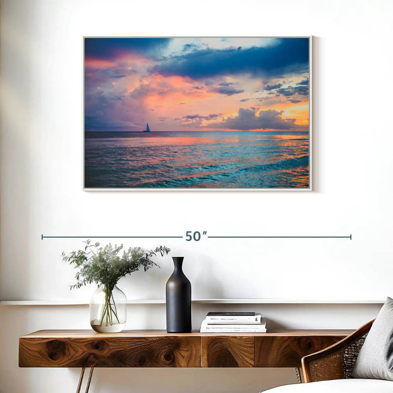 Coucher de soleil au Panama, Cadre flottant blanc, 37 po x 25 po