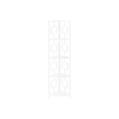 4 Tier White Metal Bookcase For Decor - Bedroom & Office Delight Stylish Aesthetics