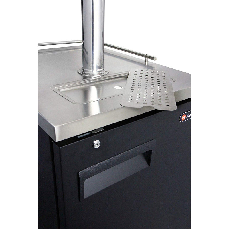 Kegco 0.69 cu. ft. Black Triple Tap Half Barrel (Full Size) and Mini Keg Freestanding Kegerator with Door Lock and Adjustable Temperature for Commercial Use