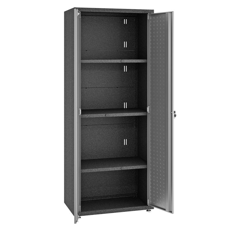 Fortress 75.4" H x 30.3" W x 18.2" D Modern Metal Garage Storage Cabinet with Adjustable Shelves in Dark Gray, Gray/Black