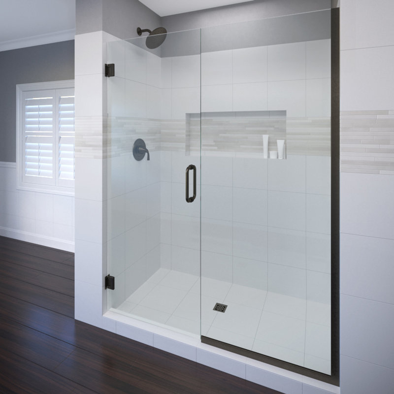 Porte de douche H 58 po x l 58,06 po Celesta, Bronze huilé, Verre transparent AquaGlideXP