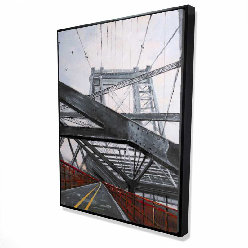 Bridge architecture - Gray framed canvas for home decor