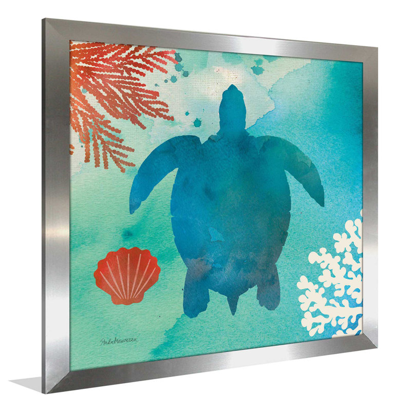 " Under The Sea II ", 21.5" H x 21.5" W x 0.75" D, Silver Framed