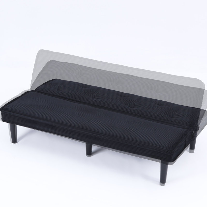 65" Armless Convertible Sofa Bed, Black