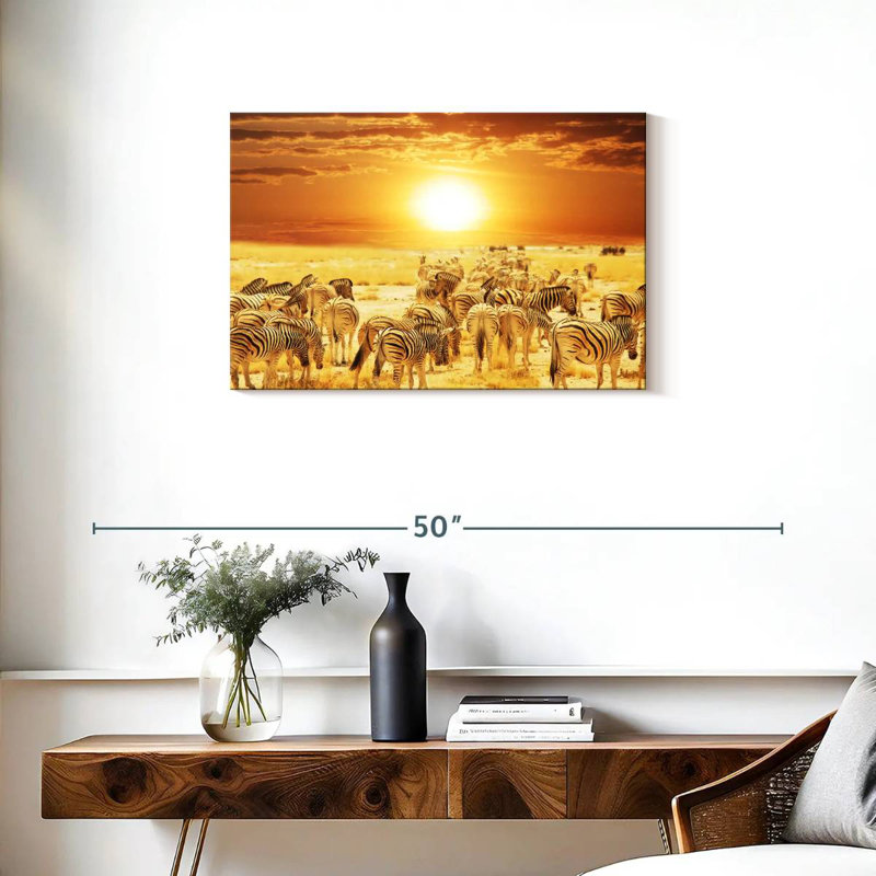 Brampt Zebras At Dawn, 20" H x 30" W