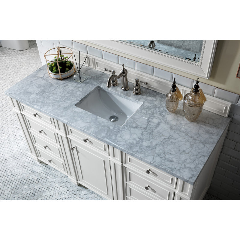 Bristol 60'' W Single Vanity, Bright White, Carrara White, 8" Widespread