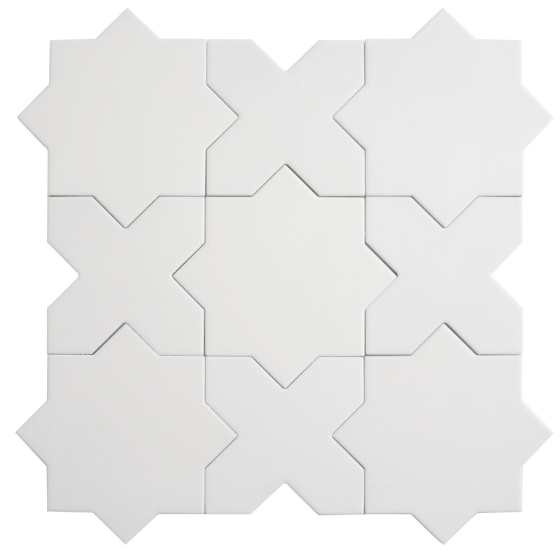 Seville 7 X 7 In. Matte Porcelain Star Wall And Floor Tile (5.31 Sq Ft/Case) - 34 Pack, Pure White