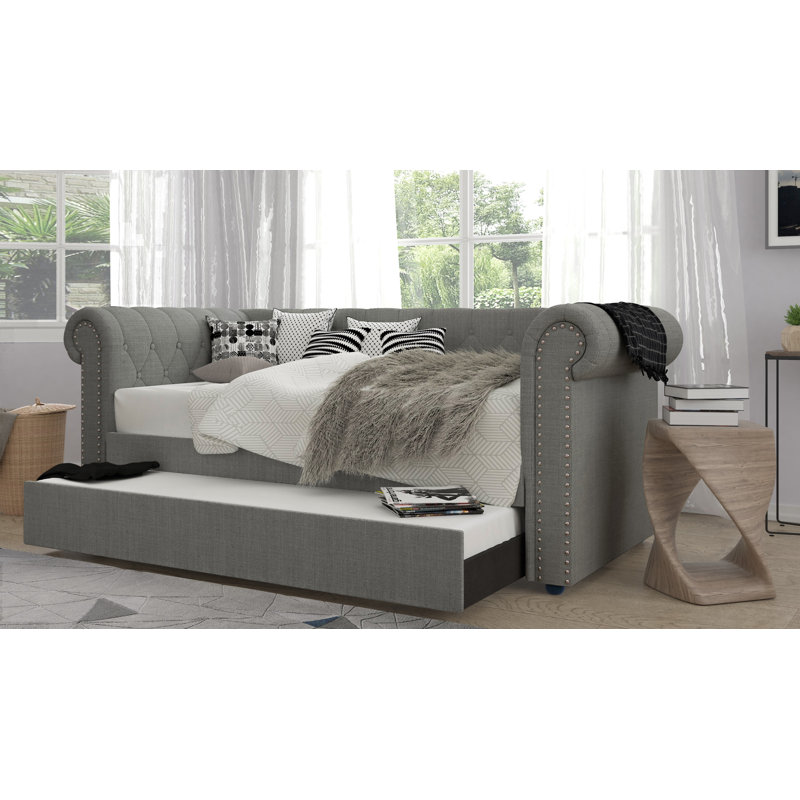 Canvey Upholstered Daybed, Light Gray