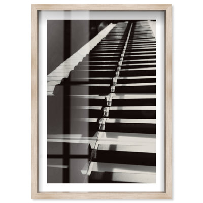 Piano Closeup Shadowbox Print Framed Photography by Notoriart, Blonde Frame, 25 x 37