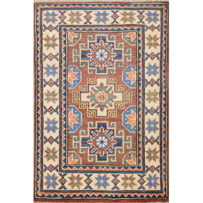 Traditional Wool Kazak Oriental Foyer Rug 2x3