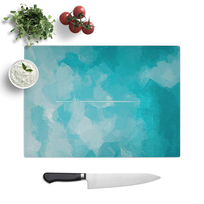 Tempered Glass Aeroplane Trail Through the Clouds Chopping Board