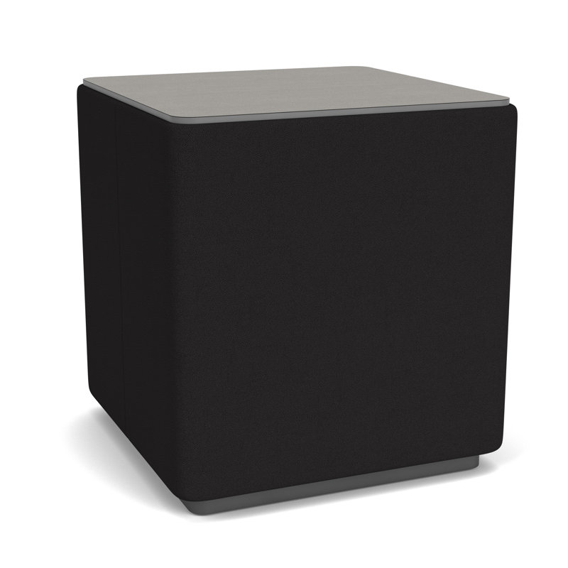 Table de bout avec plateau en stratifié Darsey, 16", Sergé sarrasin, Gris anthracite; portes ouvertes noir