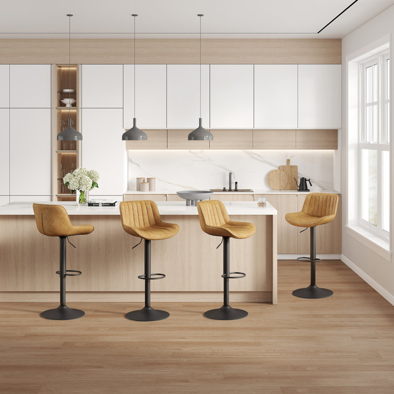 Adjustable Height Swivel Bar Stool, Yellow