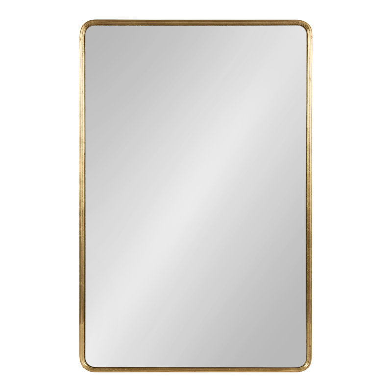 Caskill Framed Radius Rectangle Wall Mirror, 36" x 24", Gold