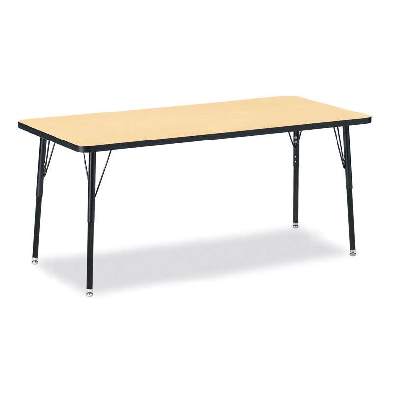 Table rectangulaire Berries, 30" x 72", Érable et noir, Pieds standards pour adultes 24 po - 31 po
