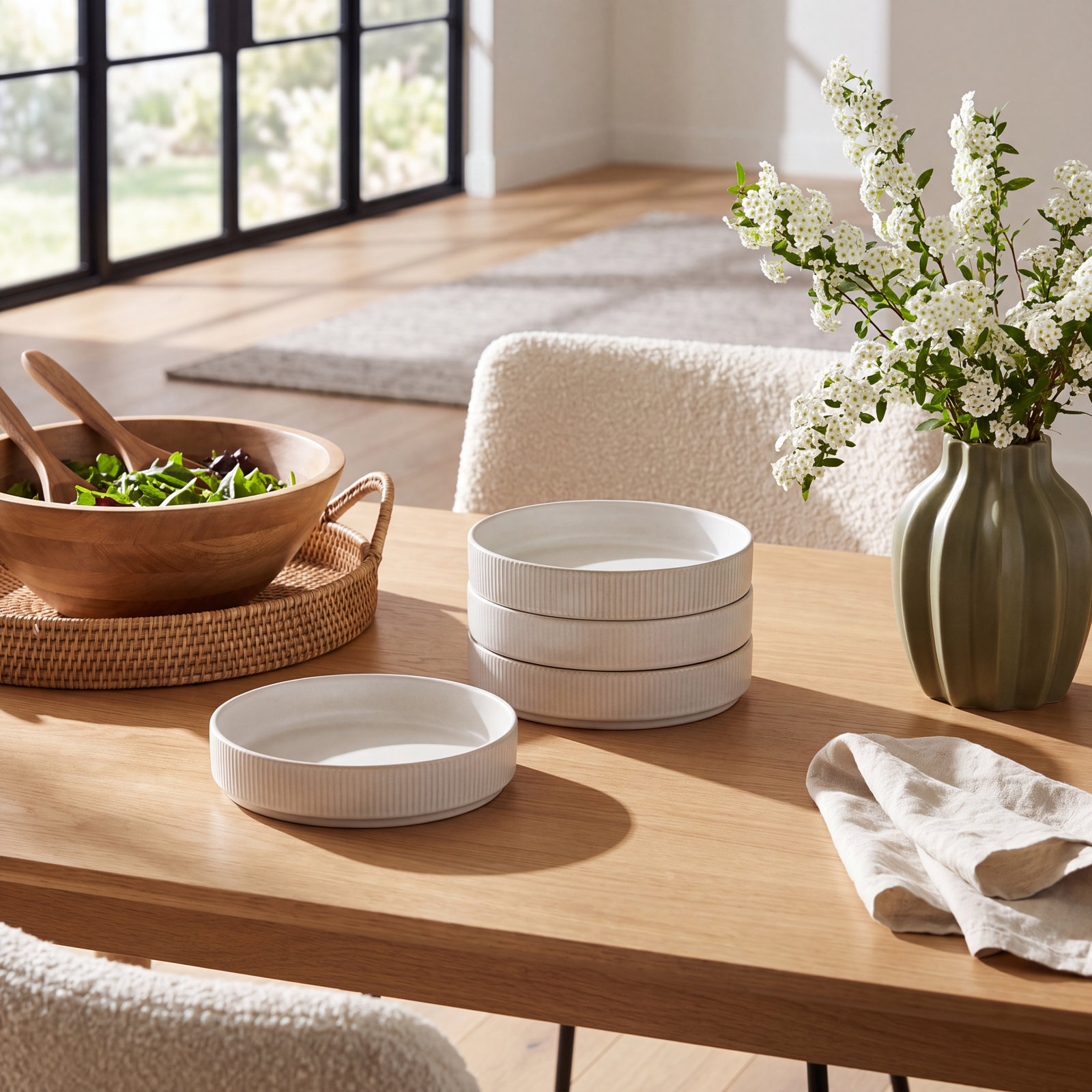 Stoneware Pasta Bowl, Matte White