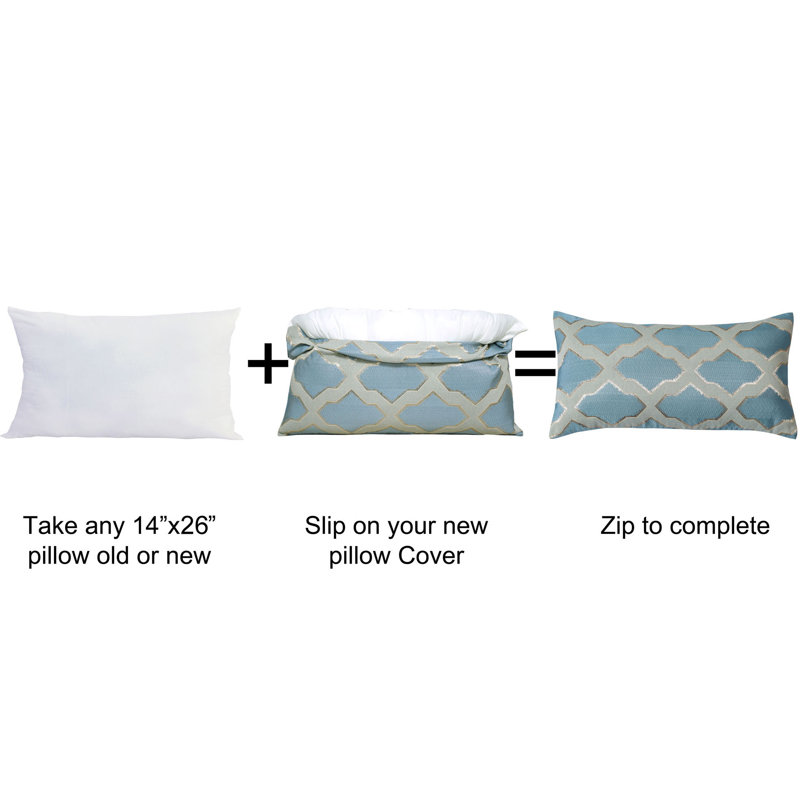 Geometric Rectangular Lumbar Pillow Cover, Blue
