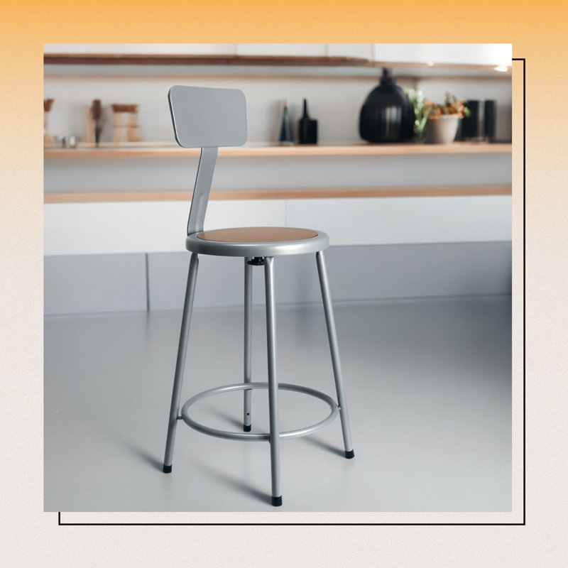 Felix  Steel Stool with Backrest,  Assembly Ready, Brown/Gray, Gray, Counter Stool (24" Seat Height)