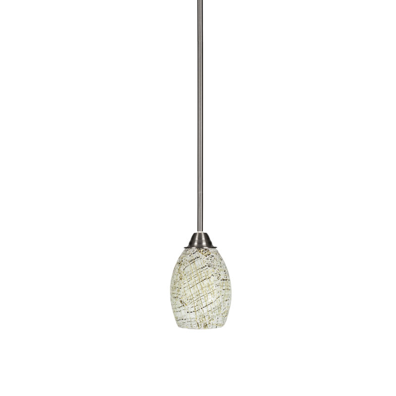 Luminaire suspendu à tige Ader, fini noir mat et laiton avec verre de 5 po, Gris/Jaune, Nickel brossé