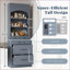 Garde-manger moderne de 83,7 po de hauteur avec 5 tiroirs, plateau en faux marbre, gris | Panneau de fibres à densité moyenne P2 | Tablettes réglables