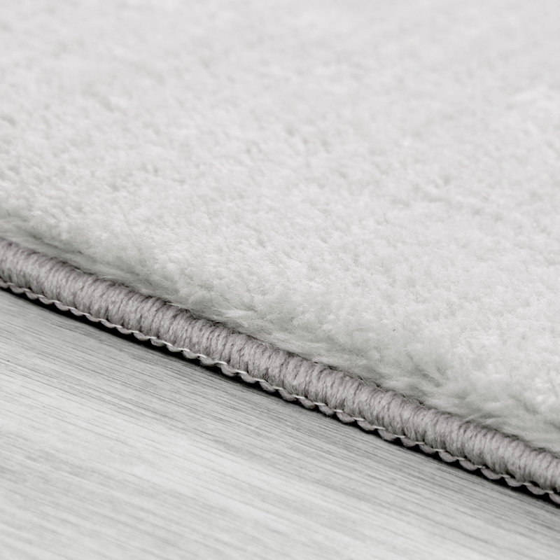 Soft Area Rug Cozy Low-Pile Rug Anti-Slip Solid Color Washable, Rectangle 2'8" x 4'11", Silver