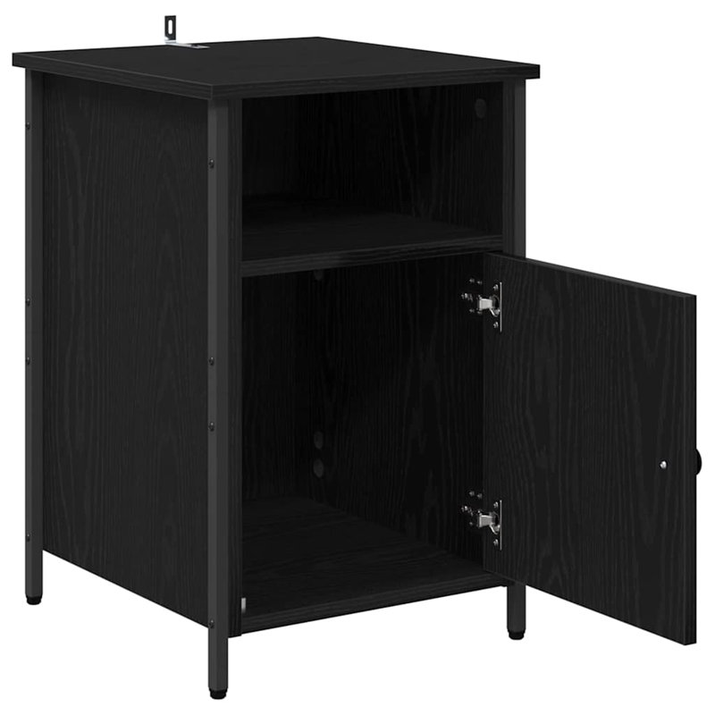 40cm W Manufactured Wood Bedside Table, Black Oak