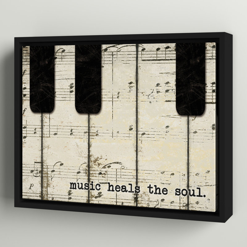 «Piano Keys and Music», reproduction d'impression sur toile, H 8 po x l 10 po x P 1,75 po, Encadré