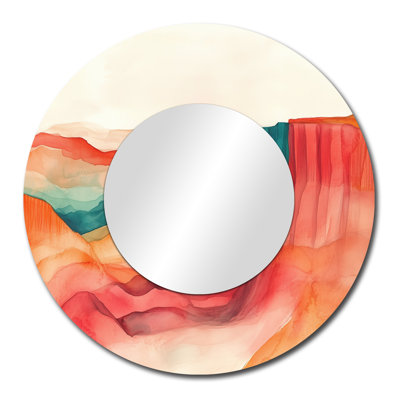 Green Hued Cliffs Blending into Red Canyons – Modern Decorative Wall Mirror, Metal Print