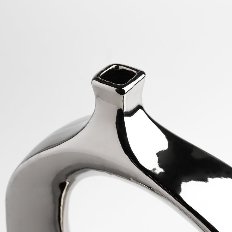 Keiko Handmade Ceramic / Porcelain Table Vase, Chrome