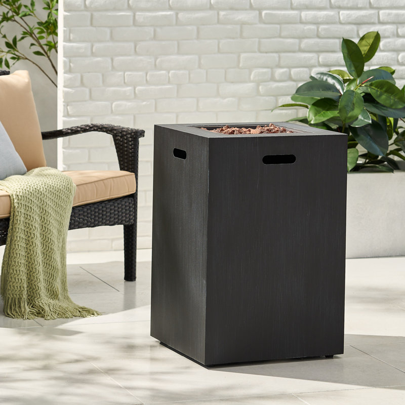 Foyer d'extérieur 19,5 "au propane 30 000 BTU, réservoir à l'intérieur, noir brossé