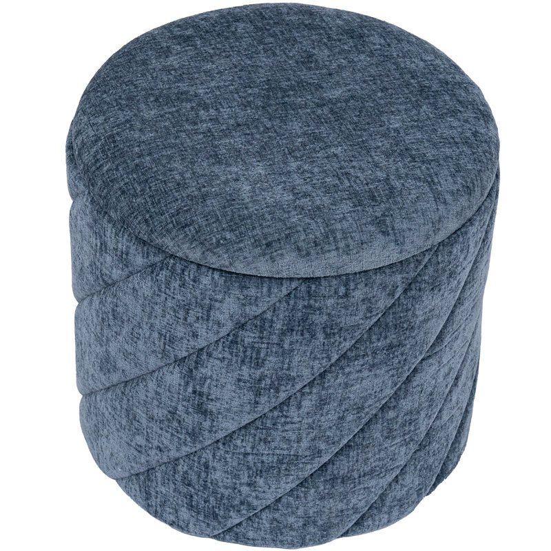 Repose-pieds rond avec capitonnage en chenille avec plateau rabattable - l 15 po x P 15 po x H 15 po, Bleu