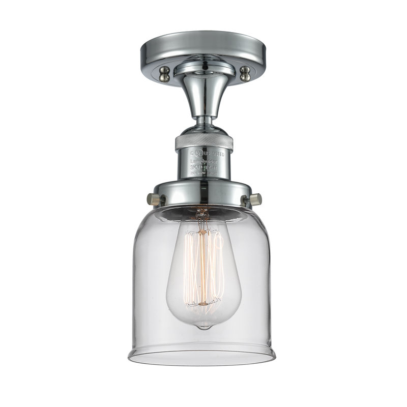 Norberto Glass Semi Flush Mount, Polished Chrome, Clear