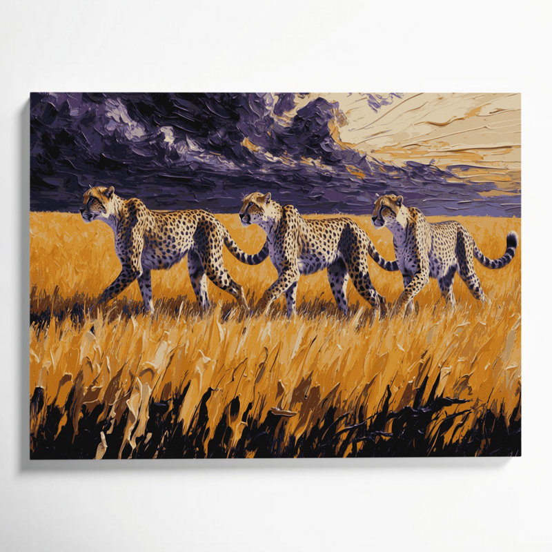 Cats Serengeti, art mural sur toile brune, H 24 po x l 36 po
