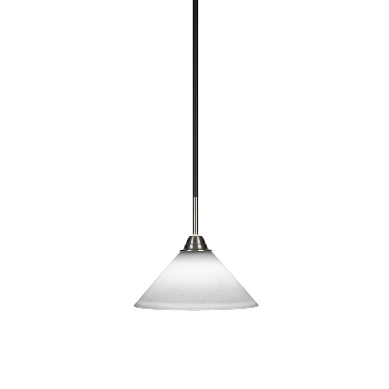 Luminaire suspendu en verre Paramount, H 9 po x l 10 po x P 10 po, Mousseline blanche, Noir mat/nickel brossé