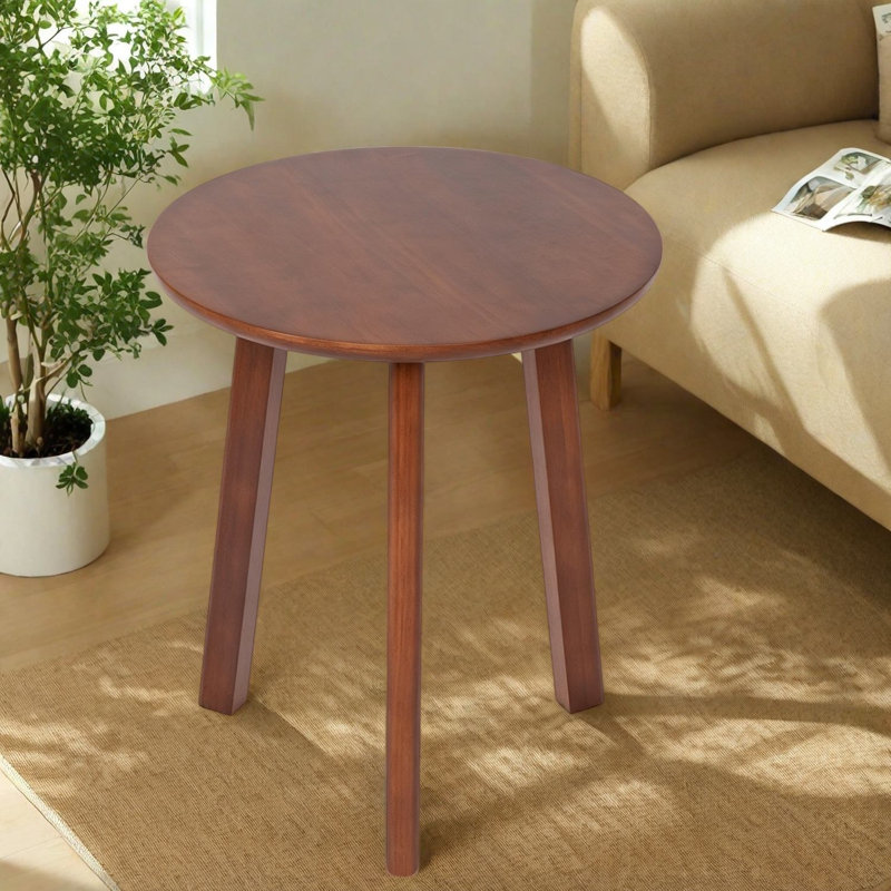 Tables de bout rondes, bois d'hévéa massif, table d'appoint compacte moderne pour la maison