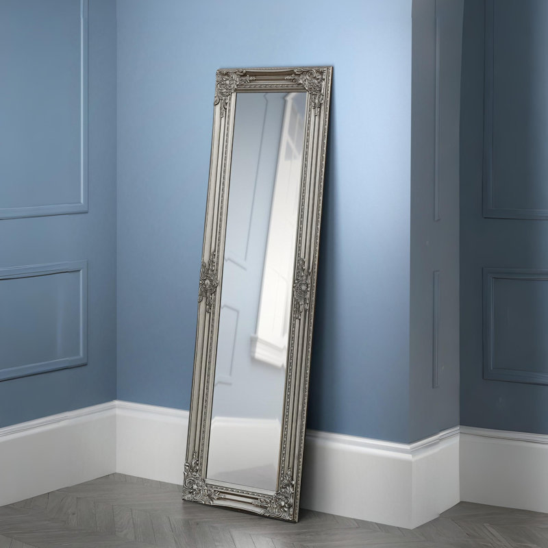 Vigue Wood Flat Floor Mirror, Pewter