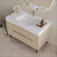 Meuble-lavabo moderne avec lavabo sous comptoir, plateau en pierre frittée, bois massif multi-couches imperméable, rangement à 4 tiroirs, autoportant / mural