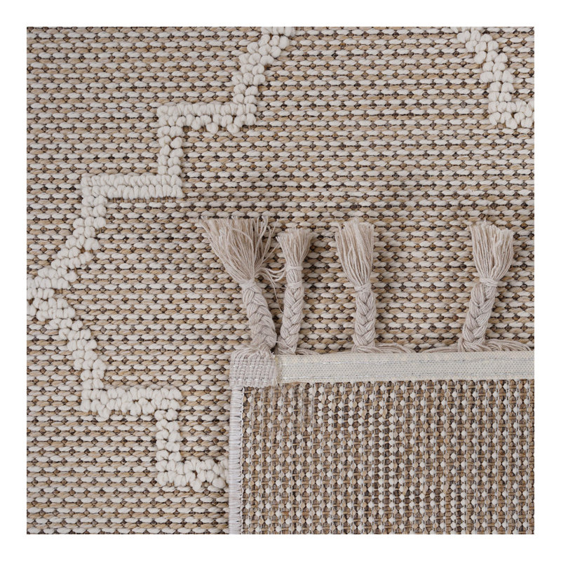 Collection 6X9 Ivory /Trellis Indoor/Outdoor Area Rug, Rectangle 6'7" x 7'9"