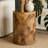 Solid Wood Patchwork Round Drum End Table