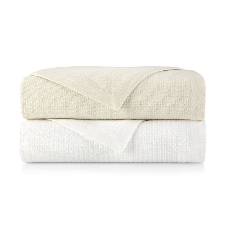 Couverture 100% coton Newport, Très grand/très grand californien, Blanc