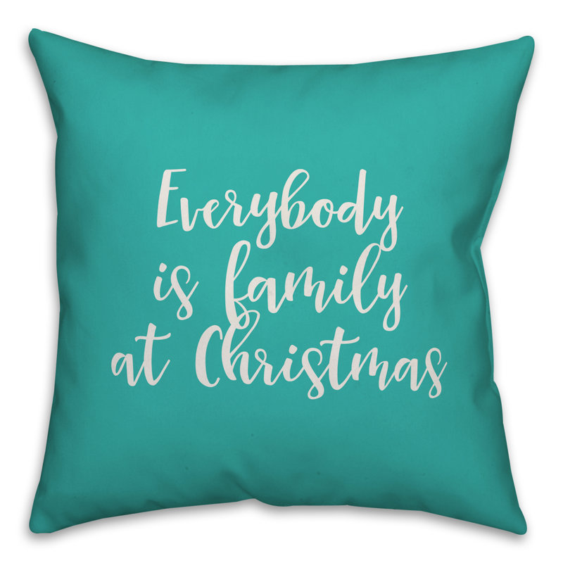  Coussin décoratif «Everybody is Family at Christmas», Bleu sarcelle, Coussin décoratif