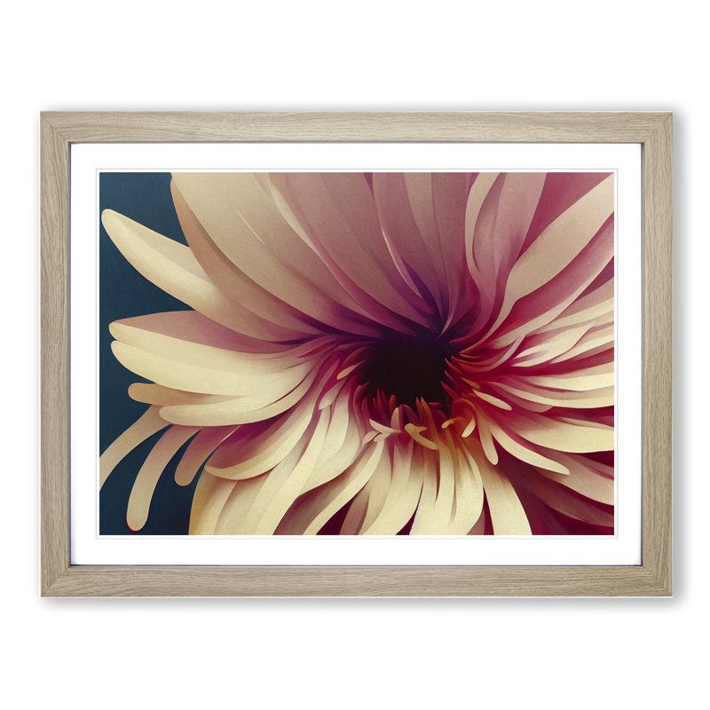 Lively Flower - Single Picture Frame Print, 25cm H x 34cm W x 2cm D, Oak